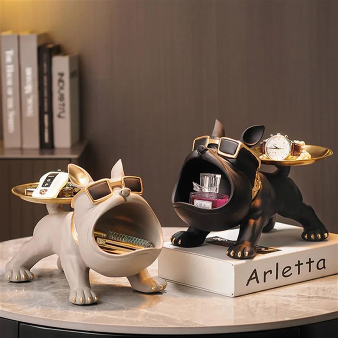 Escultura Aparador Bulldog Francês Decor Cool (Suporte Duplo) Aparador - 0002 Conceito 