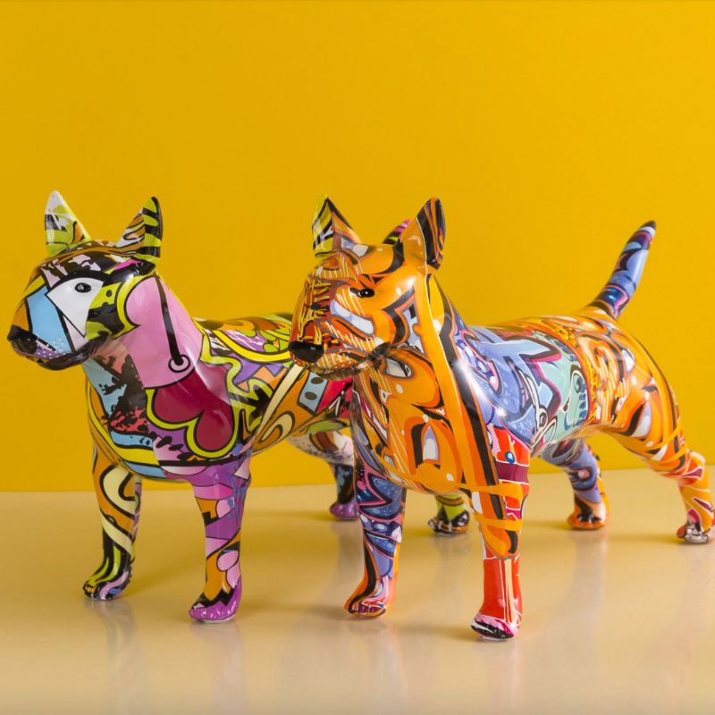Escultura Bull Terrier Grafite Street & Colors Conceito 