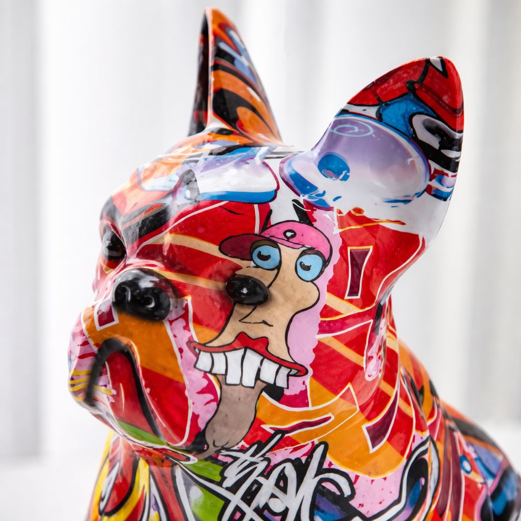 Escultura Bulldog Francês Sentado Grafite Street & Colors Grafite - 0005 Conceito 