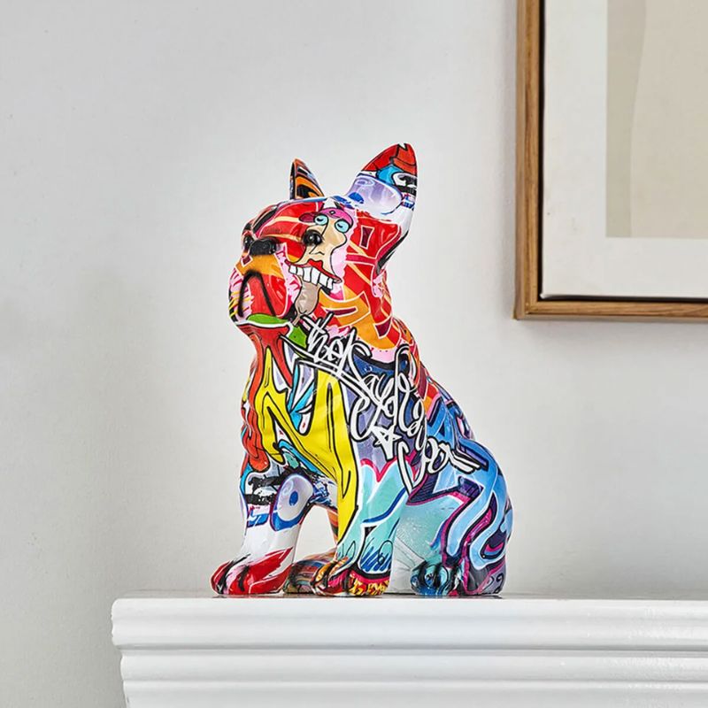Escultura Bulldog Francês Sentado Grafite Street & Colors Grafite - 0005 Conceito 