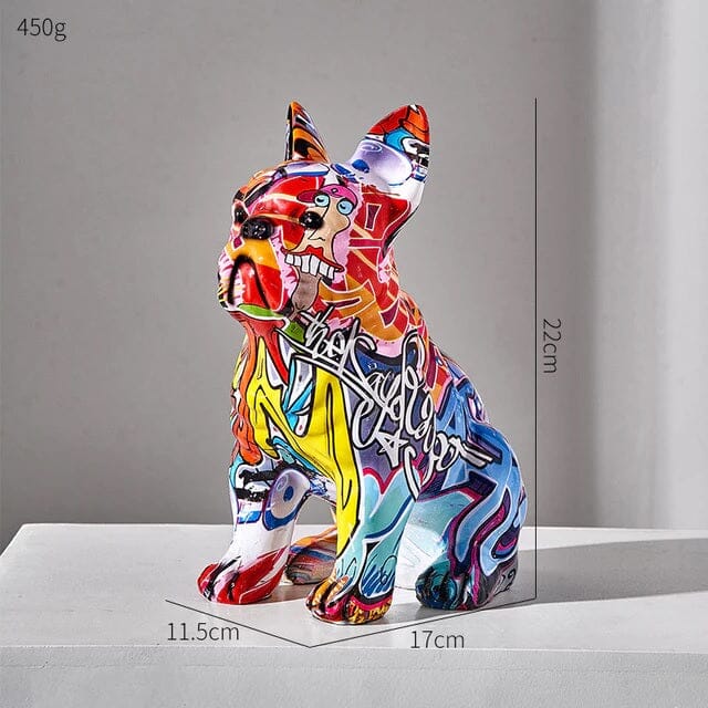Escultura Bulldog Francês Sentado Grafite Street & Colors Grafite - 0005 Conceito 
