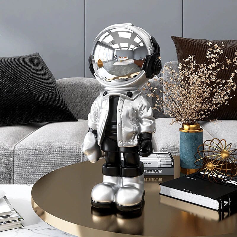 Escultura Criativa Astronauta Moderno resina Conceito Prata 