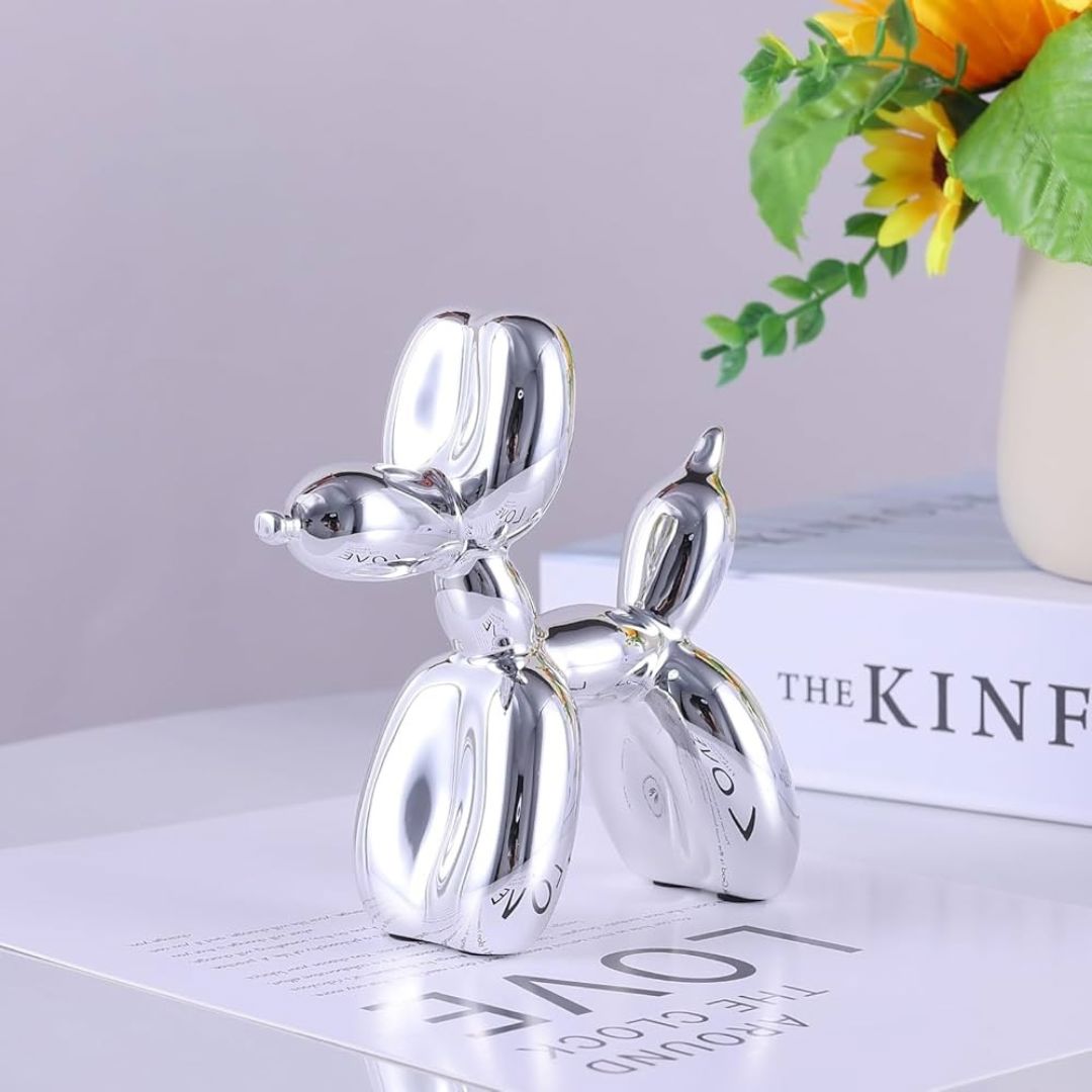 Escultura Doggy Balloon Mini 10x10cm para Sala, Escritório, Consultório Resina - 0014 Conceito 