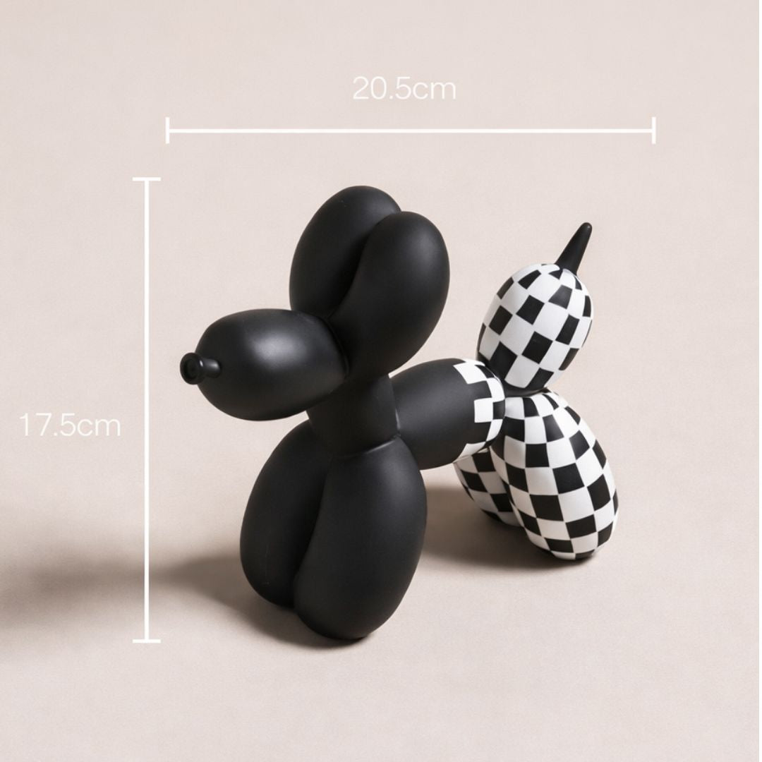 Escultura Doggy Balloon Xadrez Resina - 0016 Conceito 