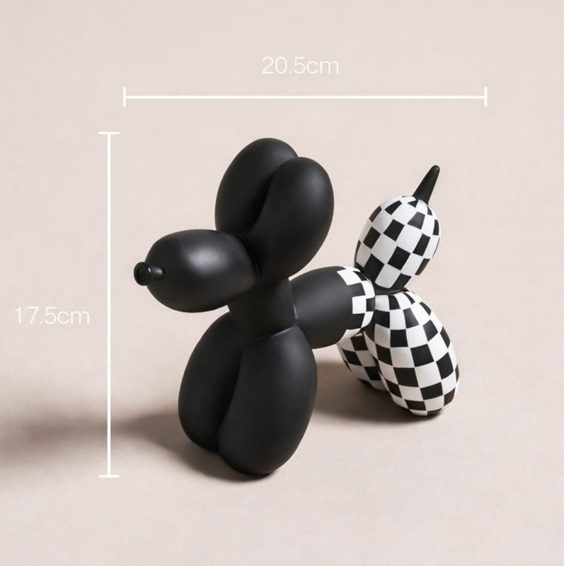 Escultura Doggy Balloon Xadrez Resina - 0016 Conceito 