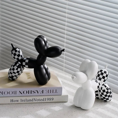 Escultura Doggy Balloon Xadrez resina Conceito 