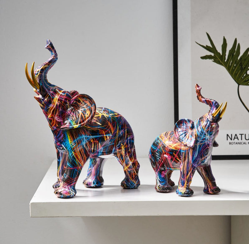 Escultura Elefante Grafite Street & Colors Conceito Collors O Par 
