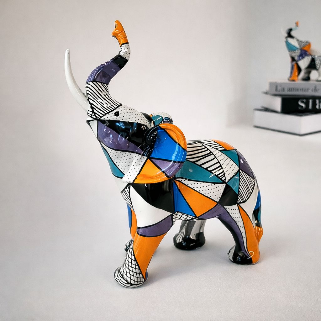 Escultura Elefante Pintura Mosaico Resina - 0020 Conceito 