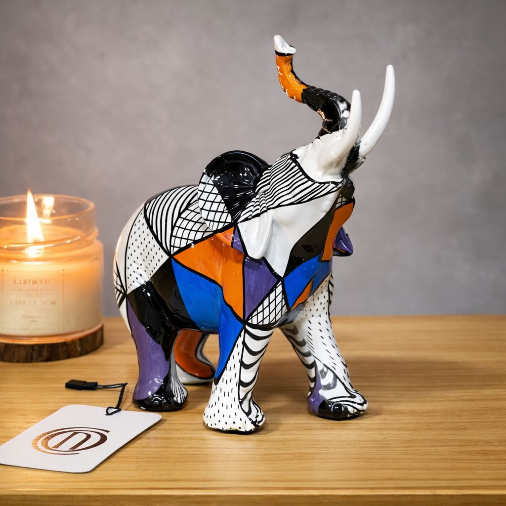 Escultura Elefante Pintura Mosaico Resina - 0020 Conceito 