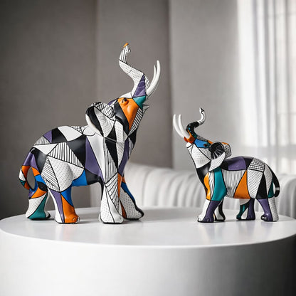 Escultura Elefante Pintura Mosaico Resina - 0020 Conceito O Par 