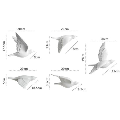 Escultura Família de Pássaros 3D (05 Unidades) Conceito 