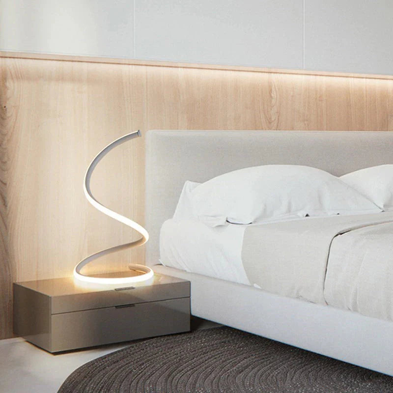 Luminária Abajour de Mesa Minimalista em Espiral Conceito Branco 
