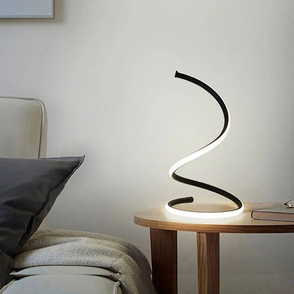 Luminária Abajour de Mesa Minimalista em Espiral Conceito Preto 