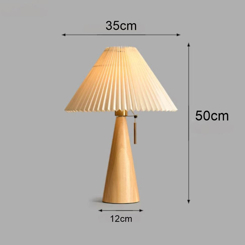Luminária Abajur de Mesa Cogumelo Plissé de Madeira 50cm Conceito 