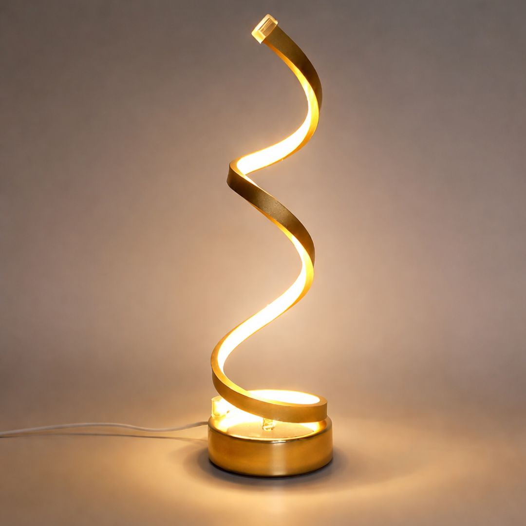 Luminária Abajur de Mesa Espiral Dourado Luna 45cm Abajur - 0025 Conceito 