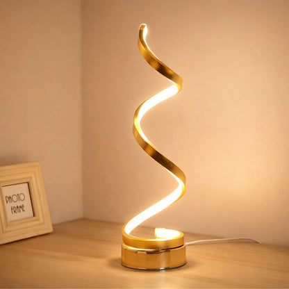 Luminária Abajur de Mesa Espiral Dourado Luna 45cm Abajur - 0025 Conceito Luz Quente 