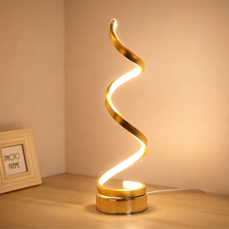 Luminária Abajur de Mesa Espiral Dourado Luna 45cm Abajur - 0025 Conceito Luz Quente 