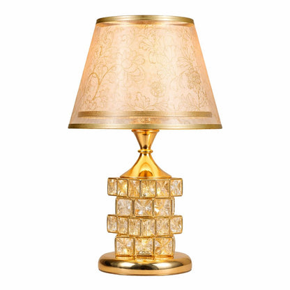 Luminária Abajur de Mesa Europeu Crystals Conceito Dourado 