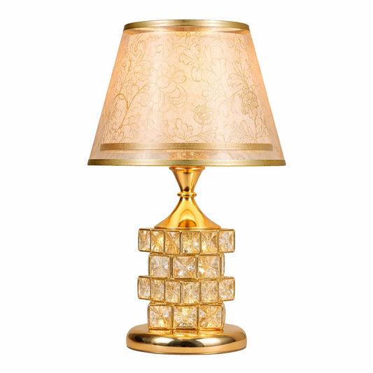 Luminária Abajur de Mesa Europeu Crystals Conceito Dourado 