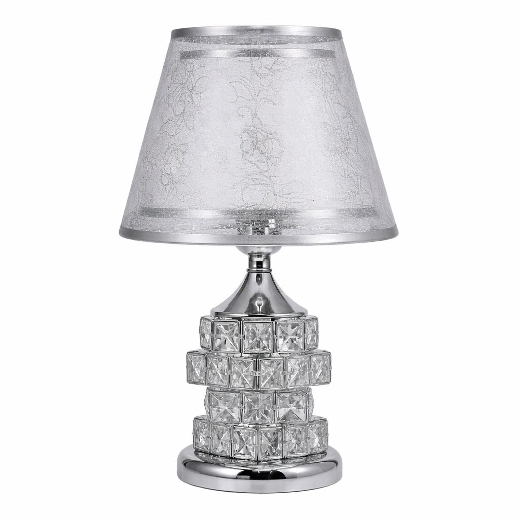 Luminária Abajur de Mesa Europeu Crystals Conceito Prata 