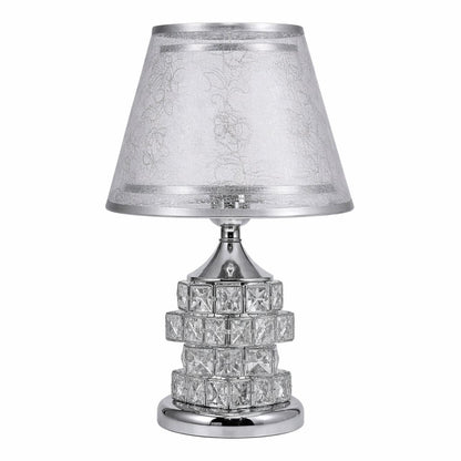 Luminária Abajur de Mesa Europeu Crystals Conceito Prata 