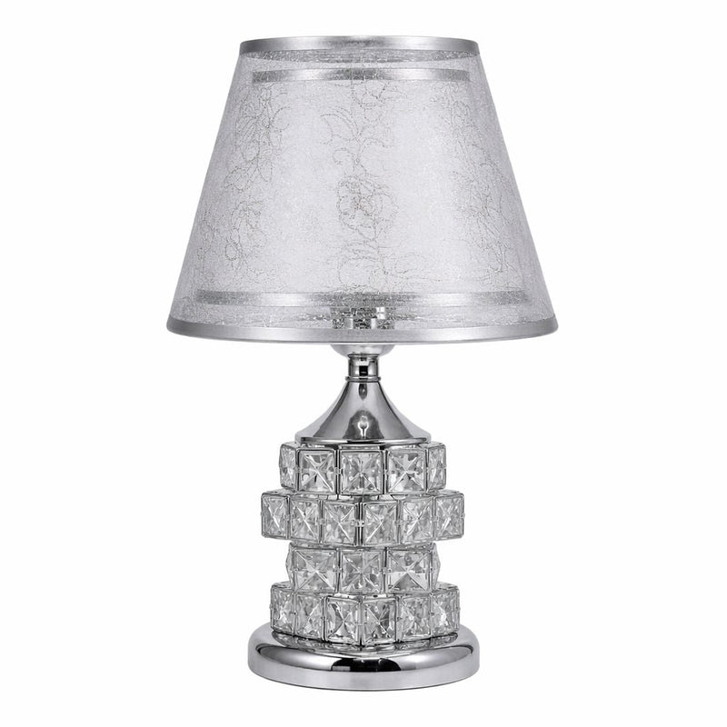Luminária Abajur de Mesa Europeu Crystals Conceito Prata 
