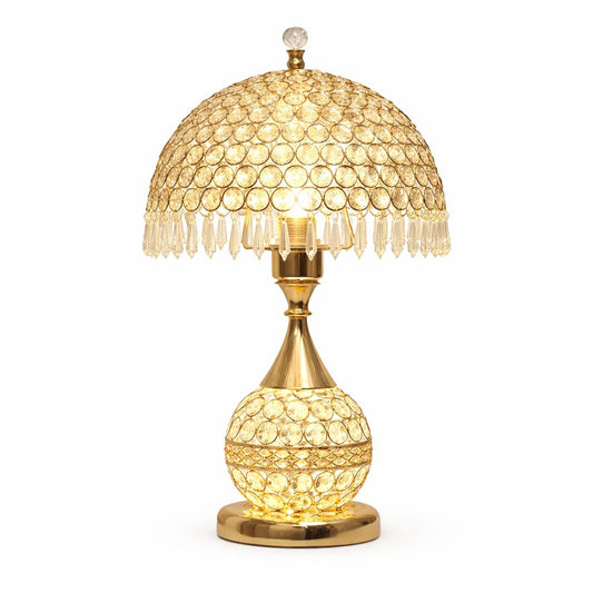Luminária Abajur de Mesa Luxuoso Cogumelo Deluxe Crystals 43cm Conceito 