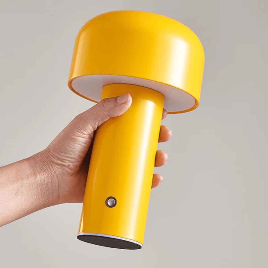 Luminária Abajur de Mesa Mushroom Colors Sem Fio e Recarregável - 21cm Abajur - 0042 YuDome Amarelo 