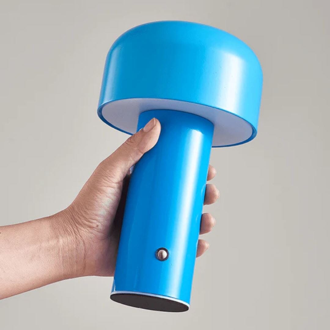 Luminária Abajur de Mesa Mushroom Colors Sem Fio e Recarregável - 21cm Abajur - 0042 YuDome Azul 