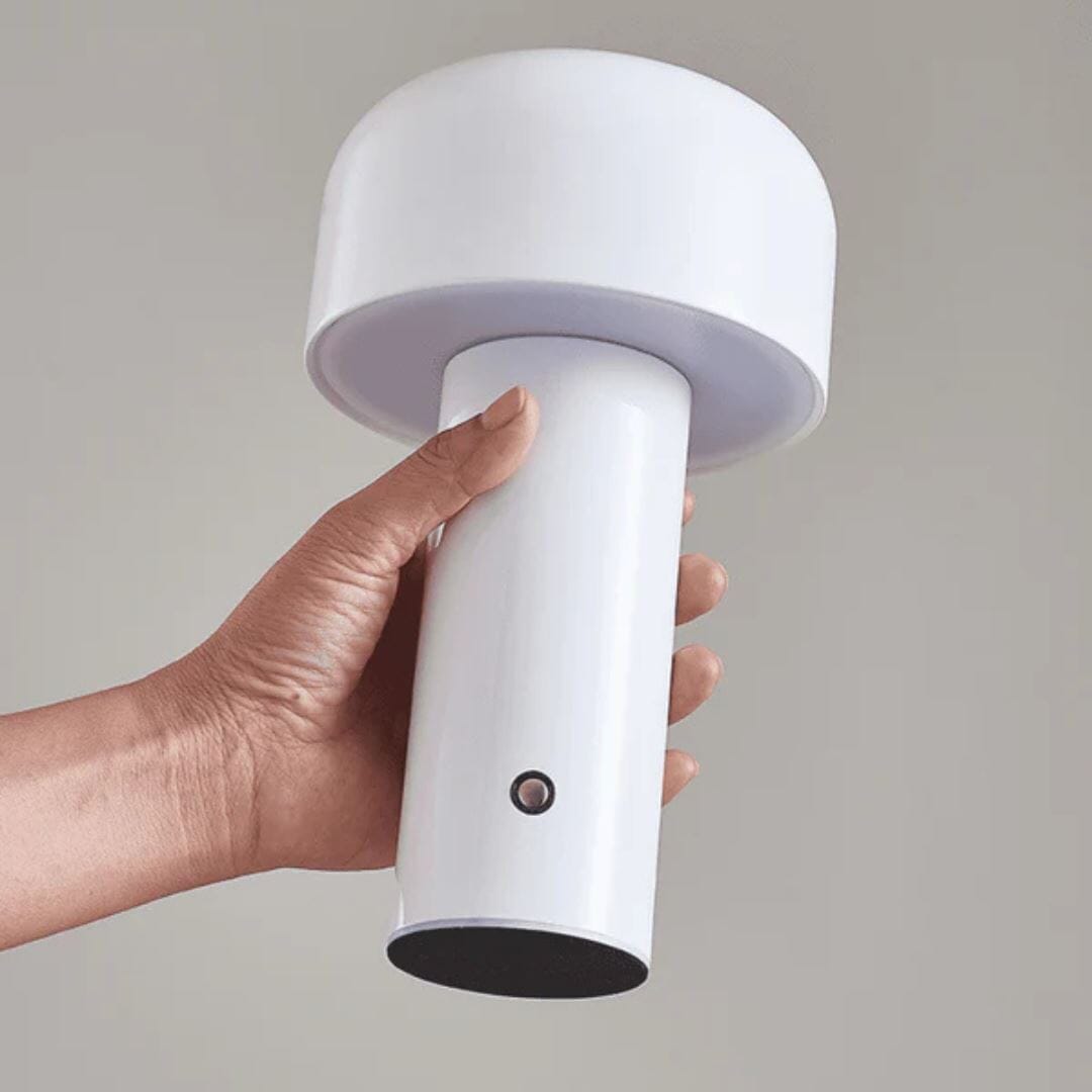 Luminária Abajur de Mesa Mushroom Colors Sem Fio e Recarregável - 21cm Abajur - 0042 YuDome Branco 