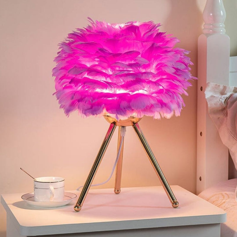Luminária Abajur de Mesa Plumas 46cm Abajur - 0012 Conceito 
