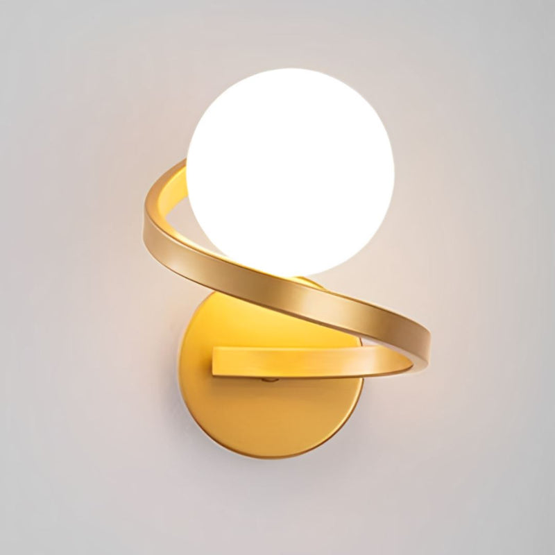 Luminária Arandela de Parede Esfera Orbit Spiral Conceito Dourado Quente 