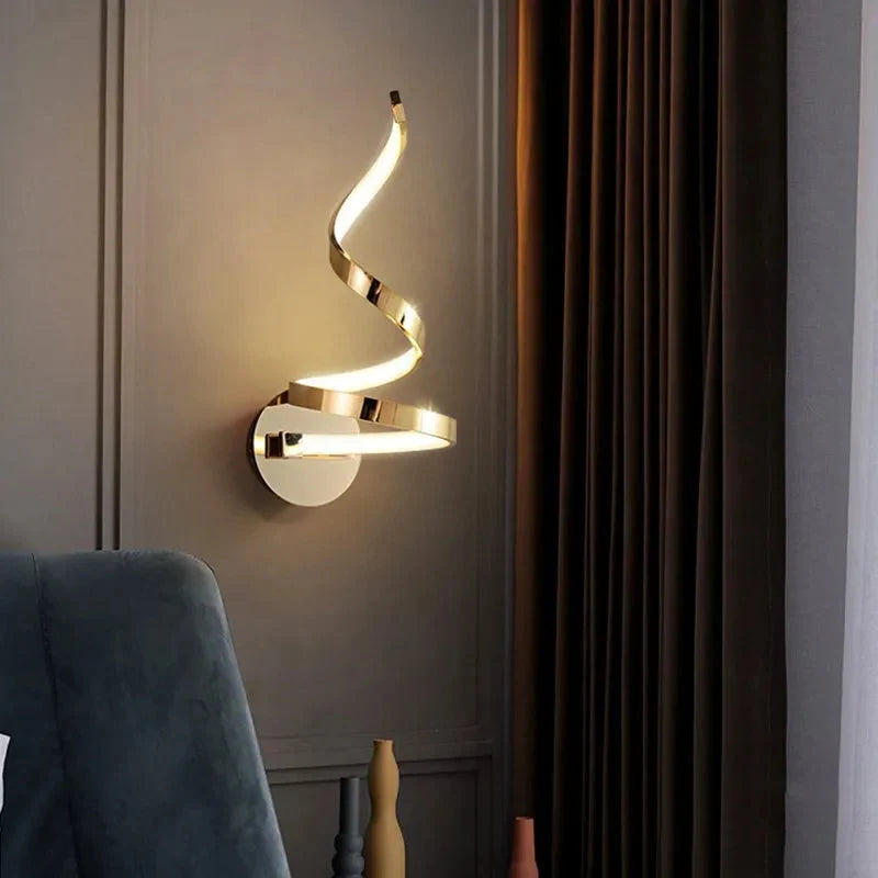 Luminária Arandela Minimalista em Espiral luzes Conceito 