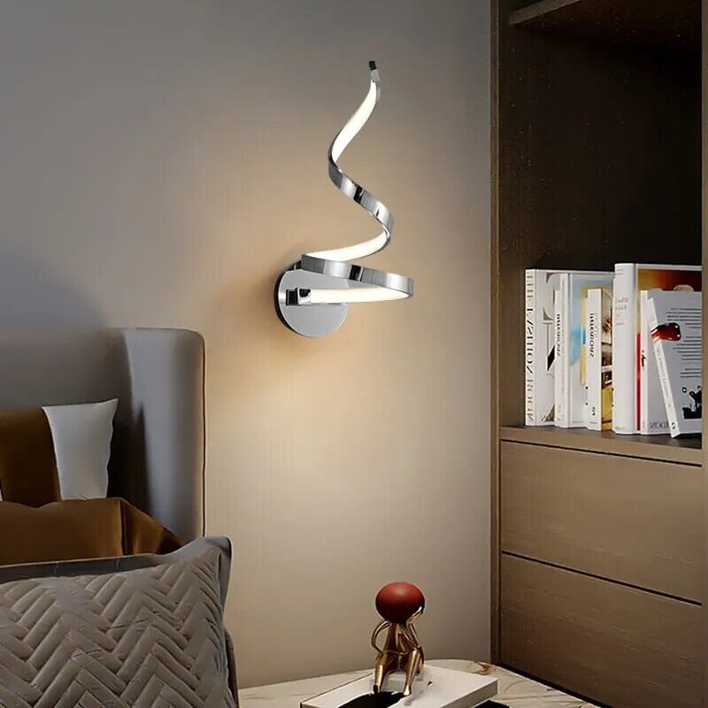 Luminária Arandela Minimalista em Espiral luzes Conceito Prata Quente 