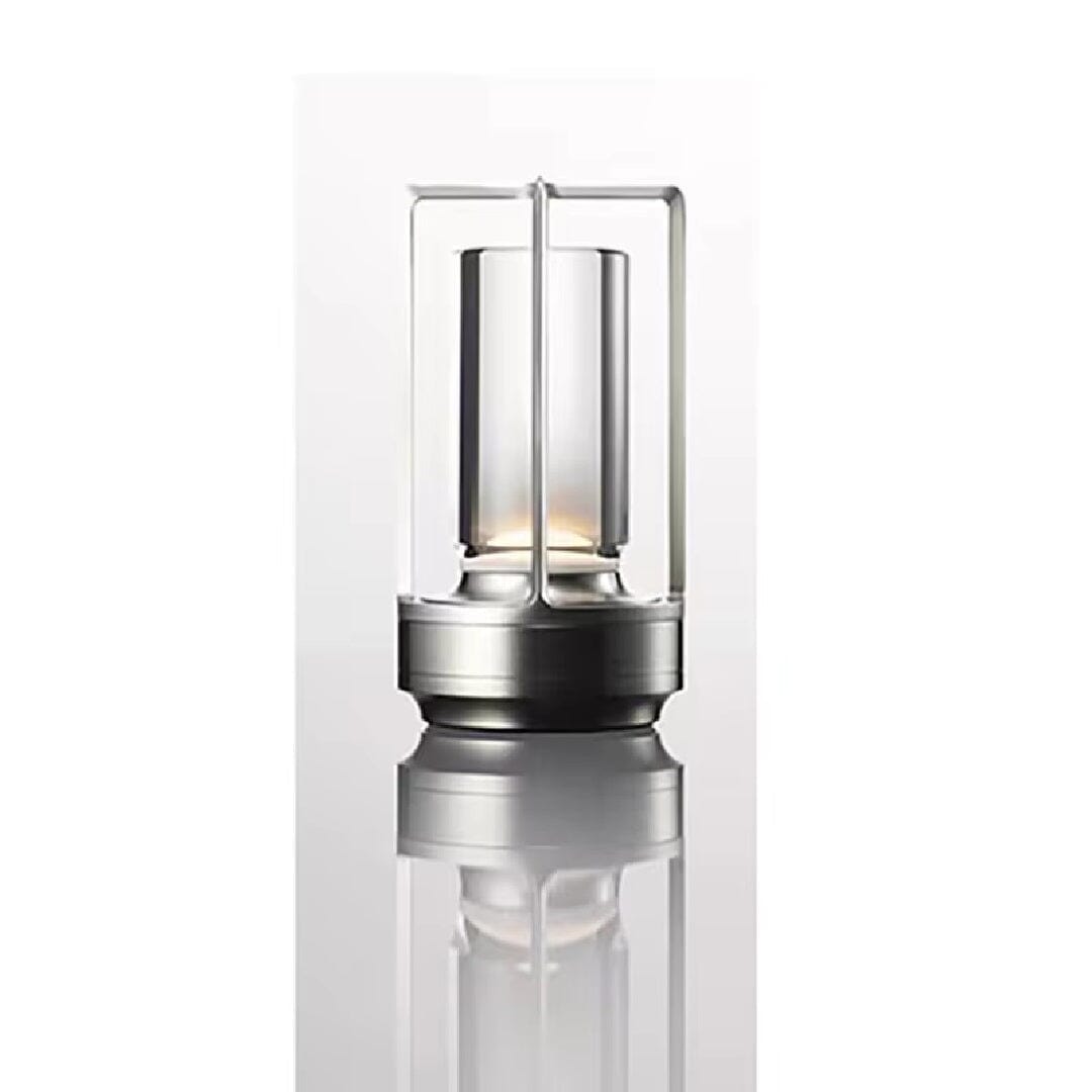 Luminária Atmosfera Crystal Touch LED Abajur - 0028 YuDome Prata 