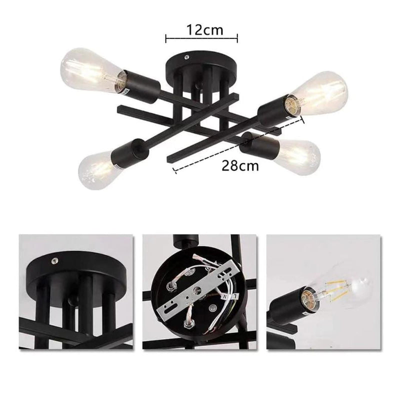 Lustre Luminária de Teto Flash Mount (04 lâmpadas) Lustre - 0014 Conceito 