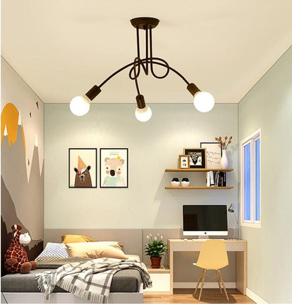 Lustre Luminária de Teto Sputnik Entrelaçado (3 e 5 hastes) luzes Conceito 03 hastes Preto 