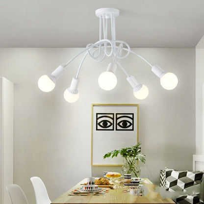 Lustre Luminária de Teto Sputnik Entrelaçado (3 e 5 hastes) luzes Conceito 05 hastes Branco 