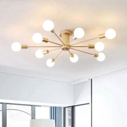 Lustre Luminária de Teto Sputnik Pólux (10 lâmpadas) Lustre - 0005 Conceito Dourado 