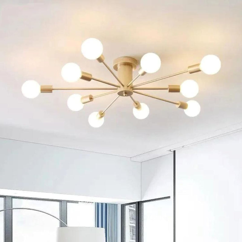 Lustre Luminária de Teto Sputnik Pólux (10 lâmpadas) Lustre - 0005 Conceito Dourado 