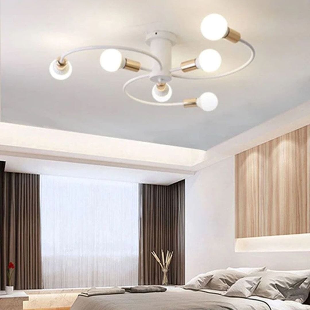 Lustre Luminária de Teto Sputnik Power (06 lâmpadas) Lustre - 0001 YuDome Branco com Dourado 