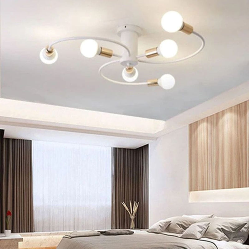 Lustre Luminária de Teto Sputnik Power (06 lâmpadas) Lustre - 0001 YuDome Branco com Dourado 