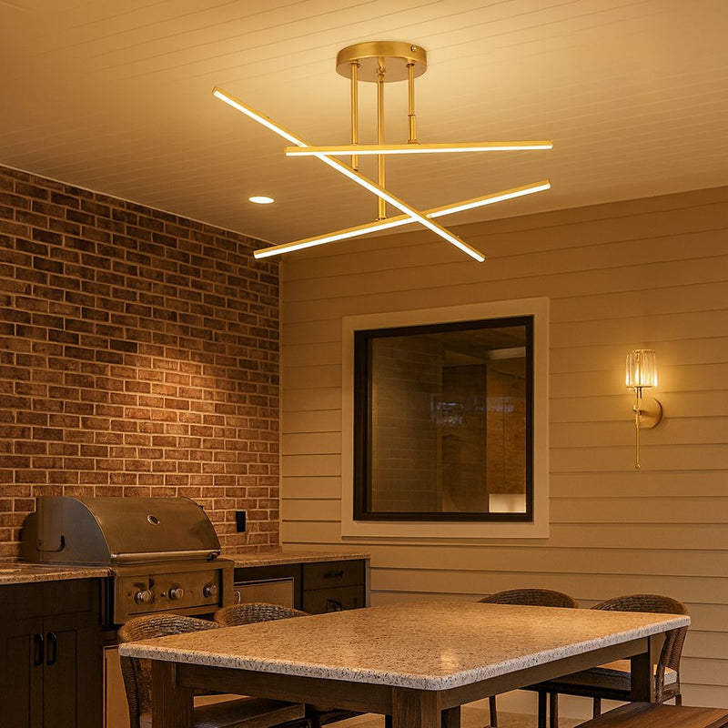 Lustre Luminária de Teto Sputnik Prisma Dourado Conceito 