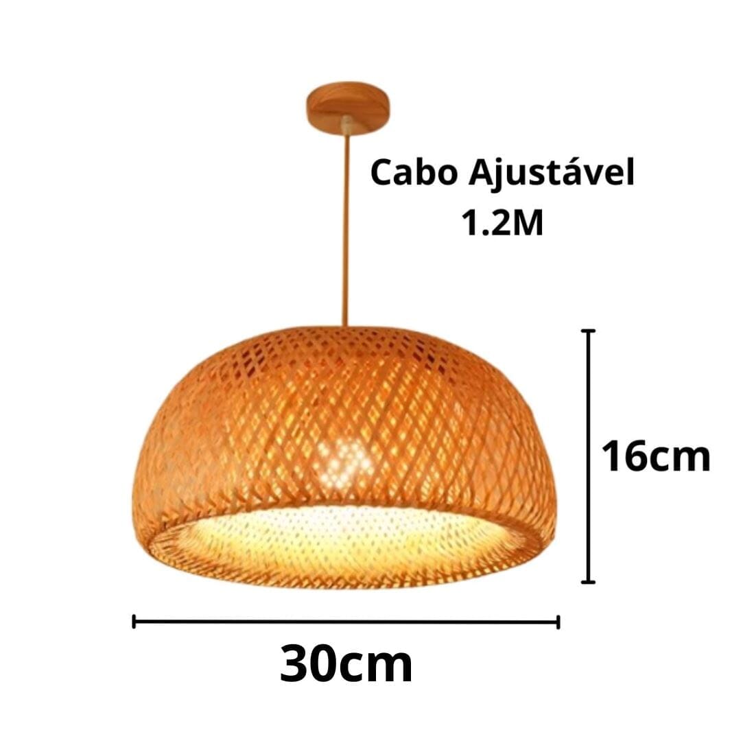 Lustre Pendente Artesanal Bohemian Rattan Pendente - 0041 YuDome 