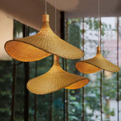 Lustre Pendente Bamboo Rattan 30cm Conceito 