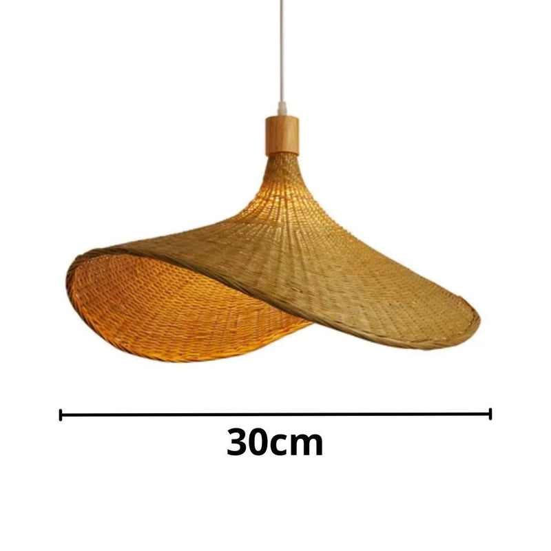Lustre Pendente Bamboo Rattan 30cm Conceito 