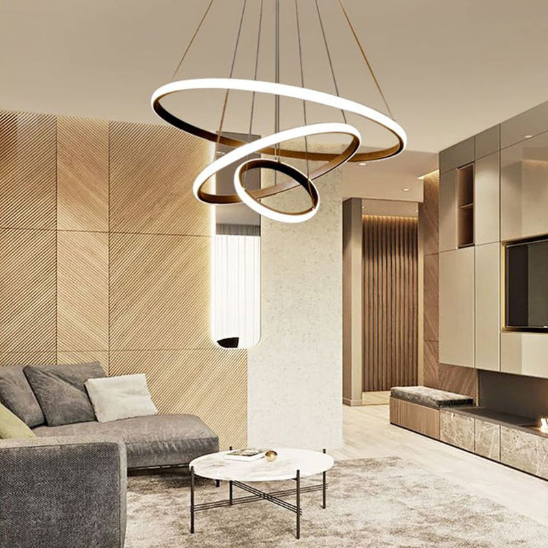 Lustre Pendente Circular Triplo em Led para Sala Jantar Lustre - 0024 Conceito 