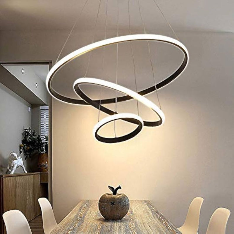 Lustre Pendente Circular Triplo em Led para Sala Jantar Lustre - 0024 Conceito 
