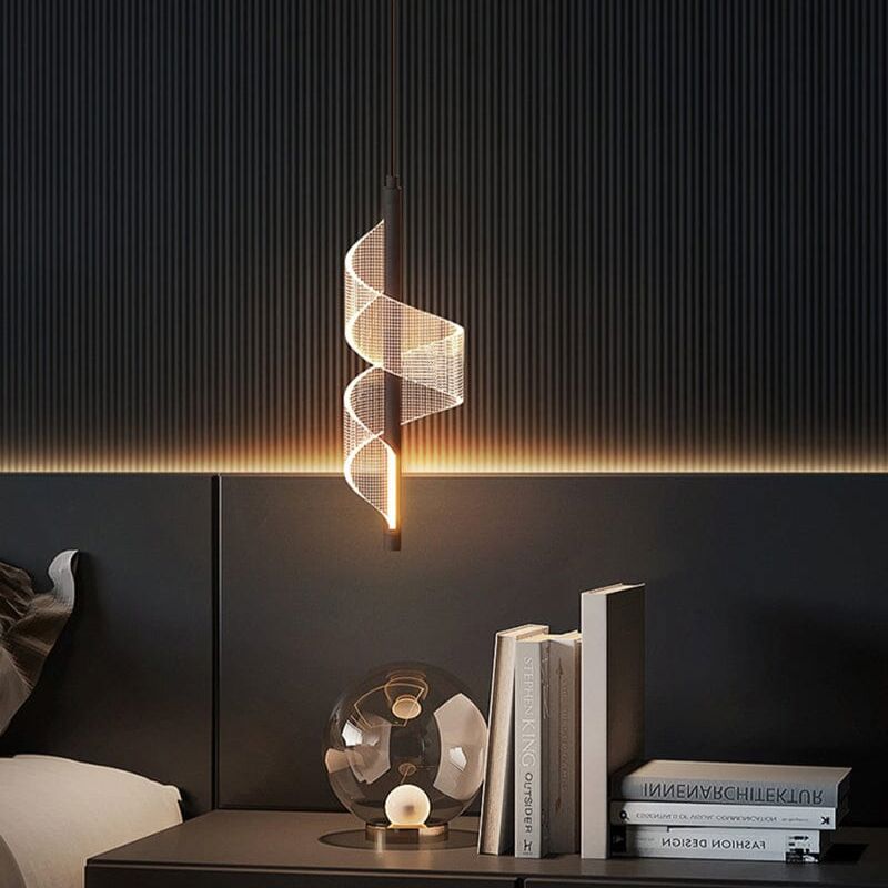 Lustre Pendente de Luxo em Espiral Acrílico Pendente - 0013 Conceito 
