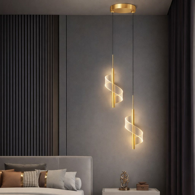 Lustre Pendente de Luxo em Espiral Acrílico Pendente - 0013 Conceito 